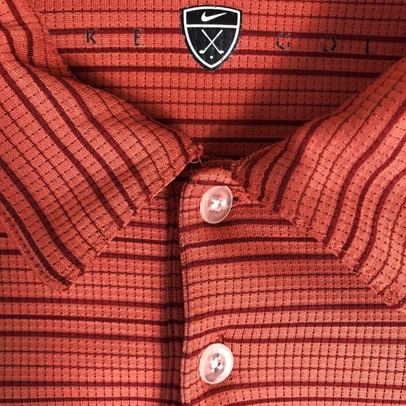 Nike Golf Dry Fit Large Red Striped Short Sleeve Men's Polo Shirt H103 - Picture 4 of 7